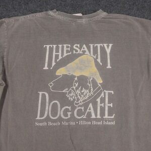 Vintage 1989 Salty Dog Cafe Hilton Head Long Sleeve Shirt Mens Medium Grey 80s